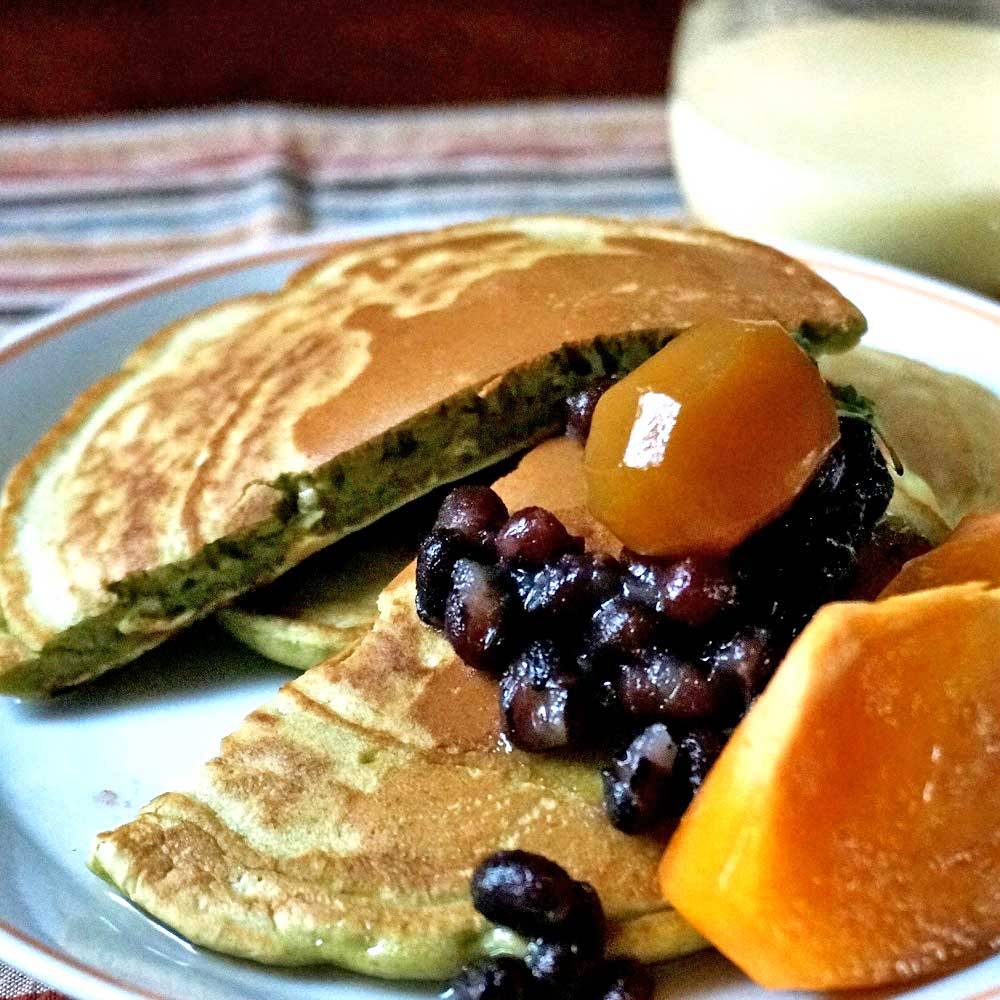 抹茶パンケーキ　小豆　栗　かき