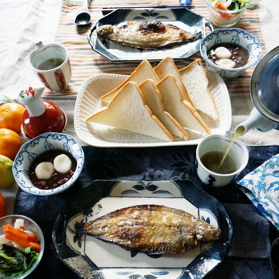 BREAKFAST bkf = grilled Yanagi Karei flounder